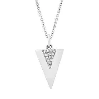 0.03ct 14k White Gold Diamond Triangle Pendant