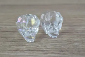 13x 15mm Crystal Skull Beads, Faceted, Skull Jewelry, Wholesale Crystal Charms, Skull Head, Crystals, Skull