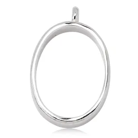 18*25mm Silver Plated Open Back Bezel Pendant,Oval Copper Pipe Pendant Bezel Open Back for Resin,Polymer,etc,Open Back Frame,Base Metal Bezel,10pcs/lot