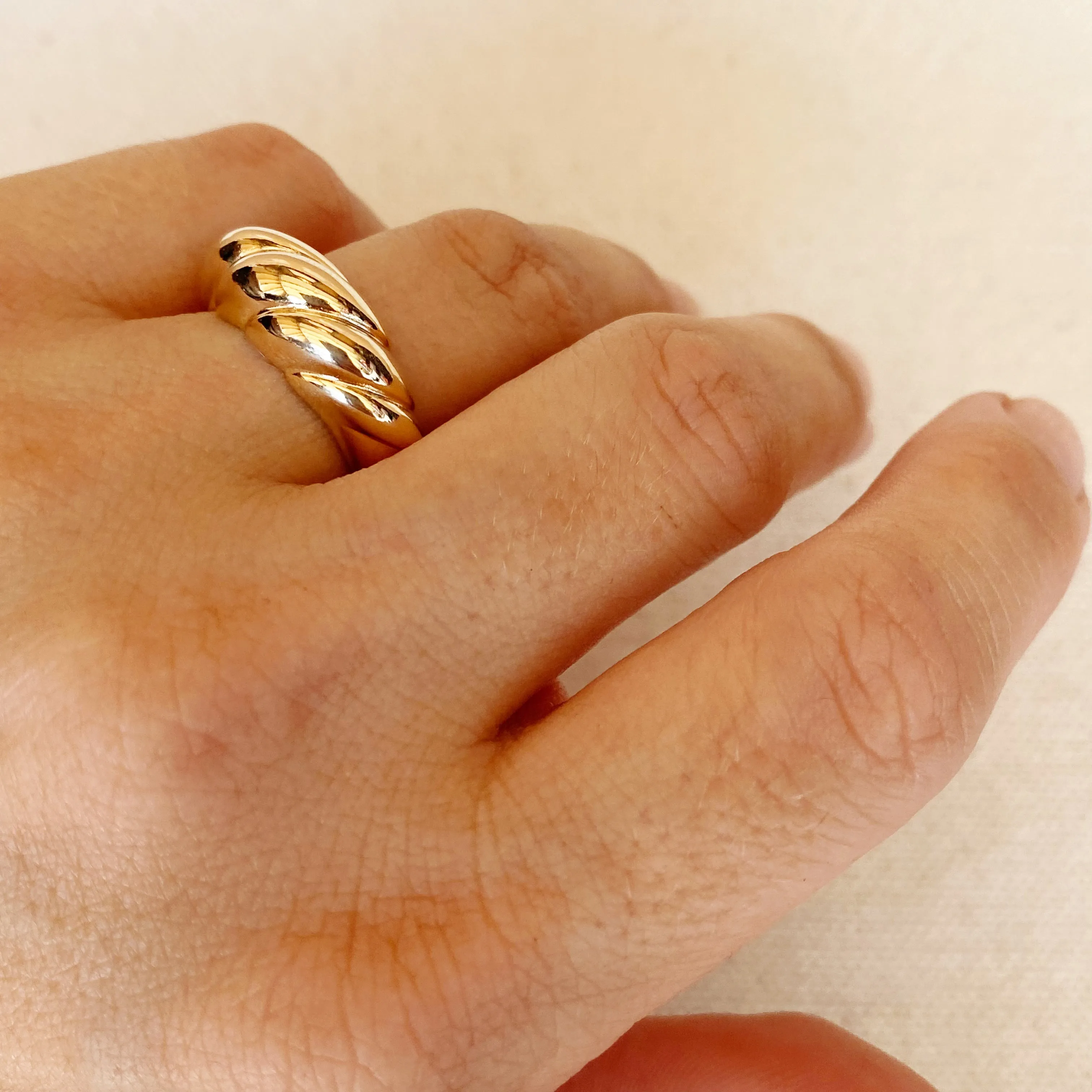 18k Gold Filled Dome Croissant Ring