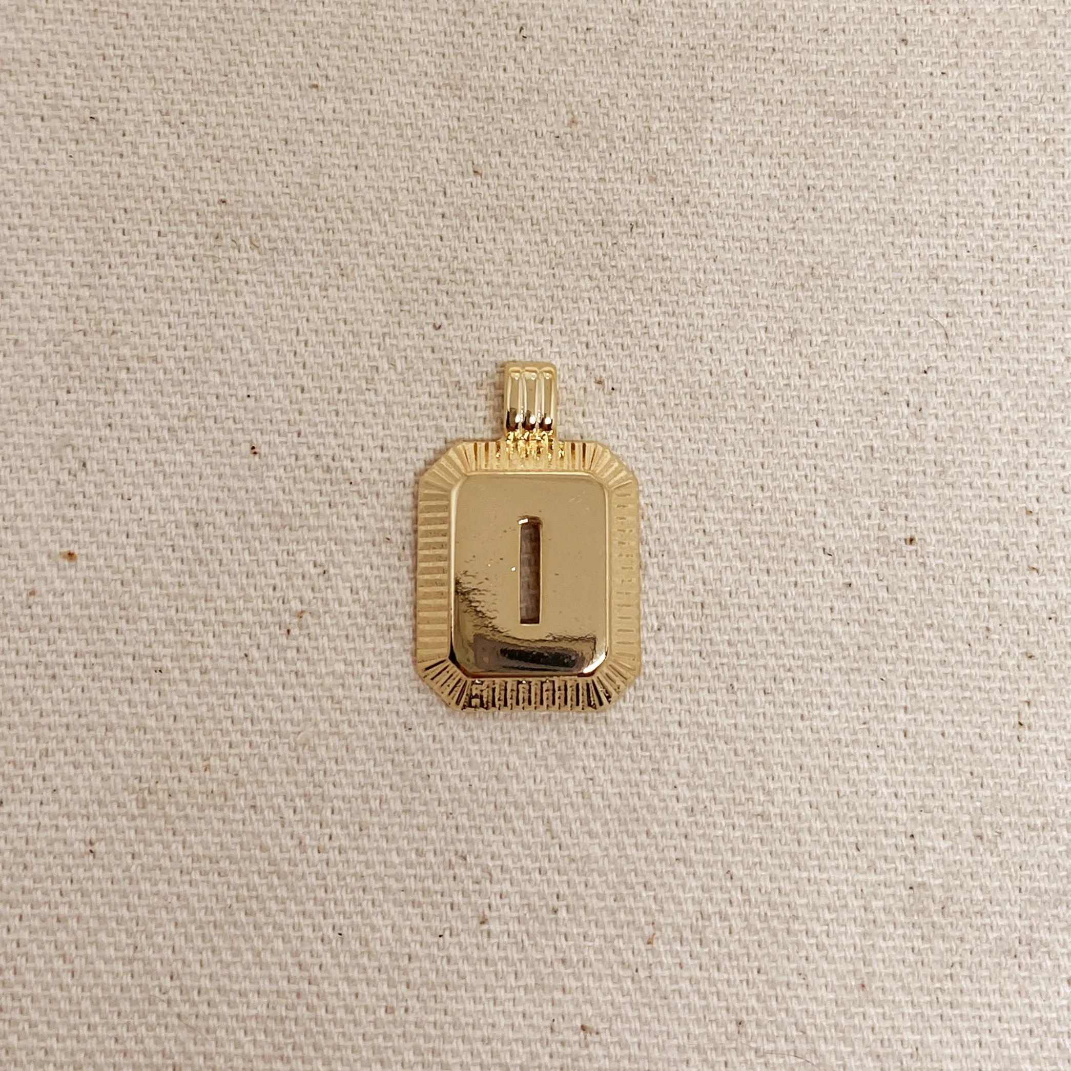 18k Gold Filled Initial Plate Pendant Letter I