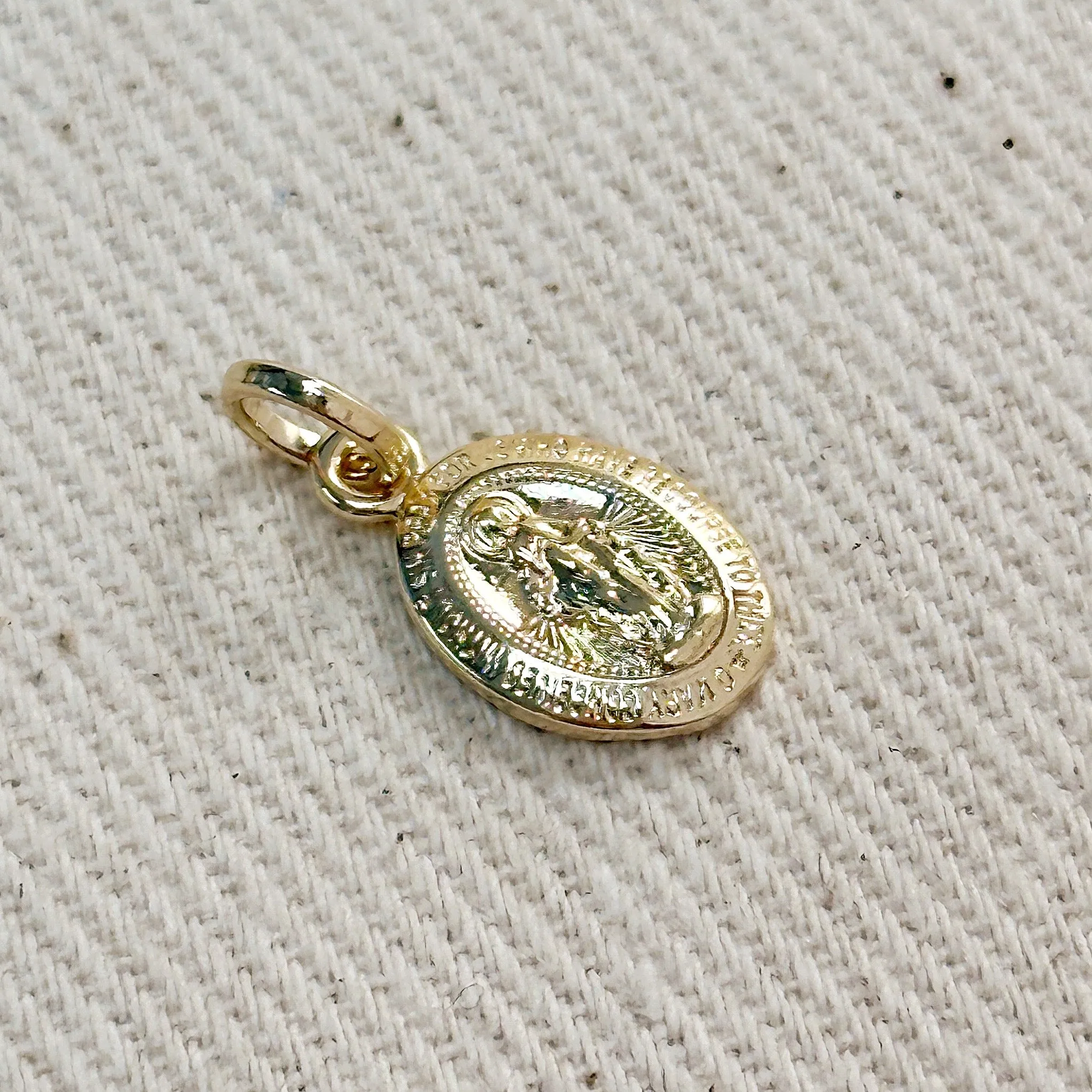 18k Gold Filled Mini Double Sided Lady of Grace Medal Pendant