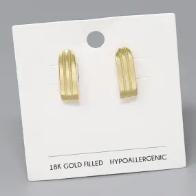 18K Gold Filled Ribbed Metal Plate Earrings