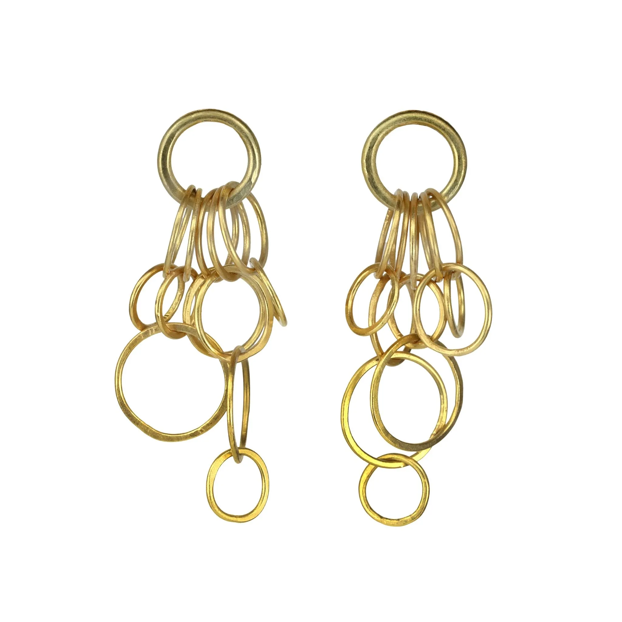 22K Gold Mini Fountain Circle Earrings