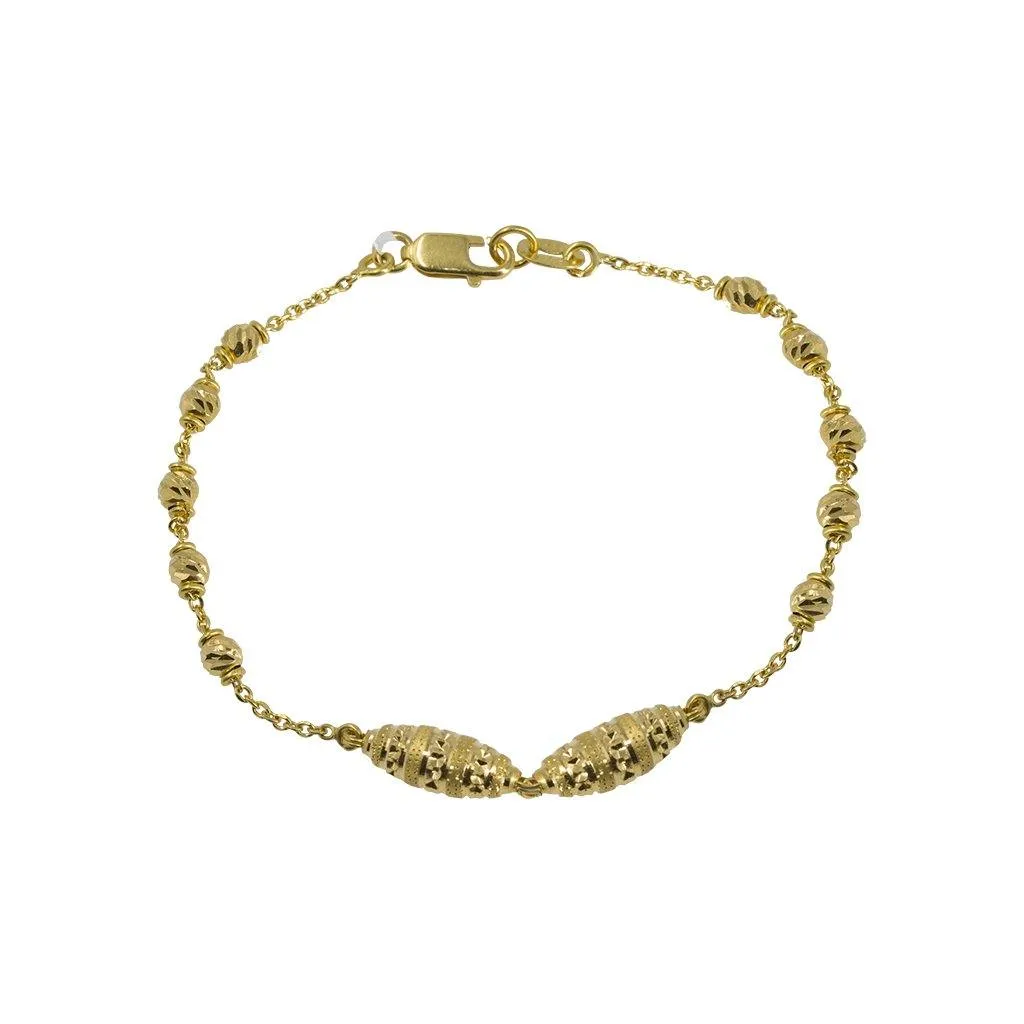 22K Yellow Gold Bracelet W/ Accent Honeycomb Beads