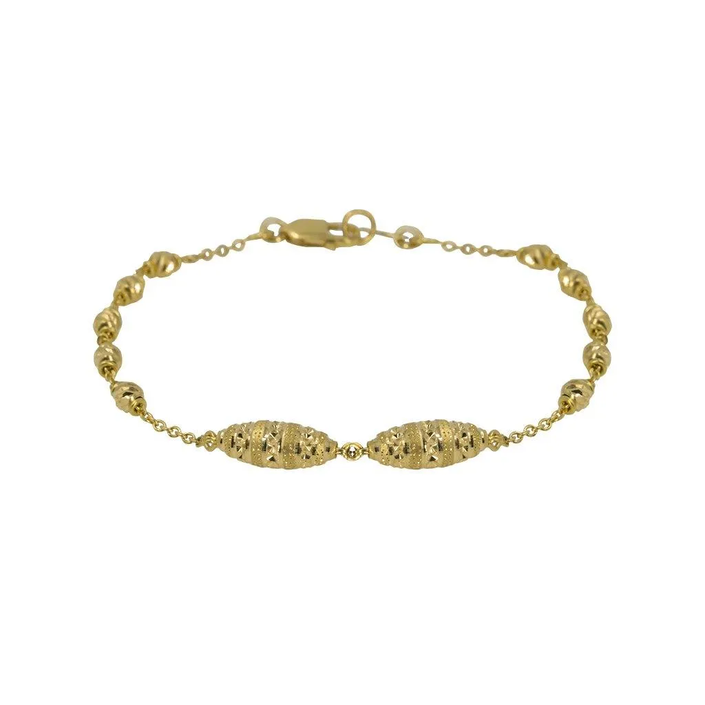 22K Yellow Gold Bracelet W/ Accent Honeycomb Beads