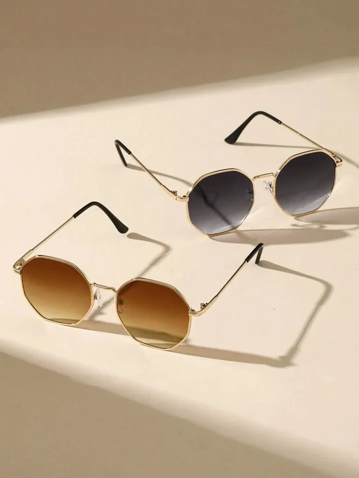 2pcs geo frame sunglasses in multi