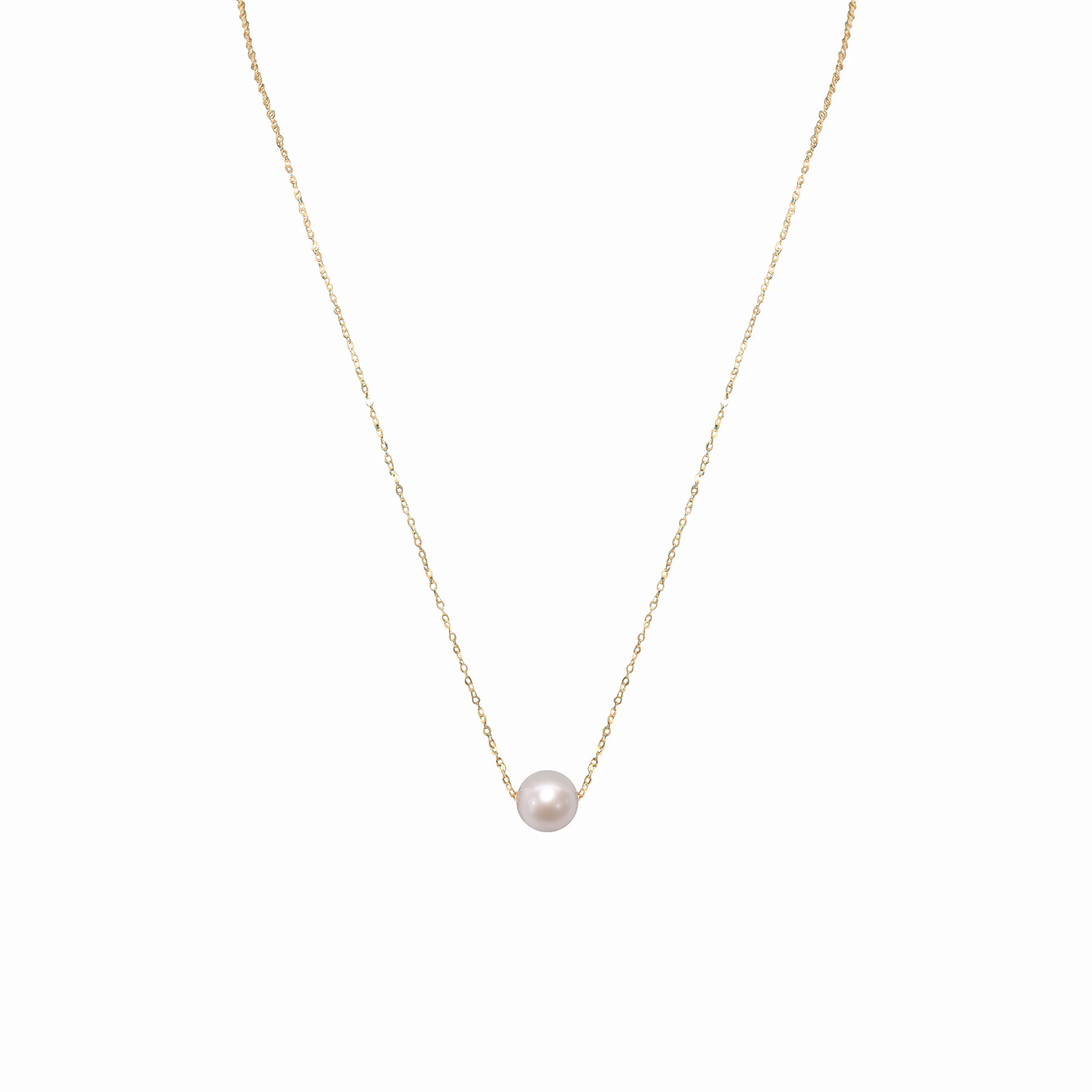 8mm Golden Single Pearl Necklace