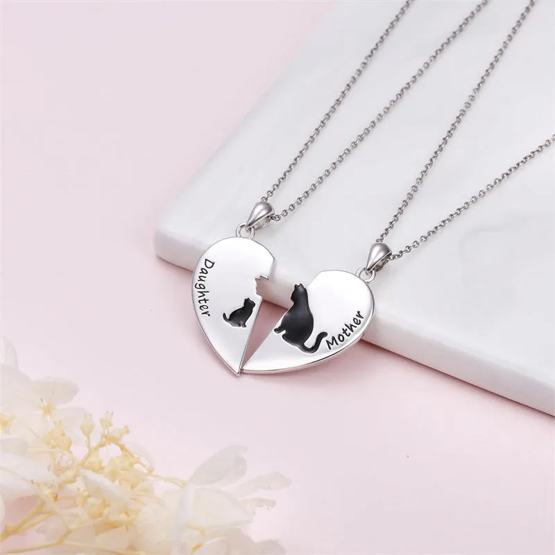 925 Sterling Silver Mother Daughter Necklace Granddaughter Family Heart Pendant Necklace Jewelry Mother's Day Gift