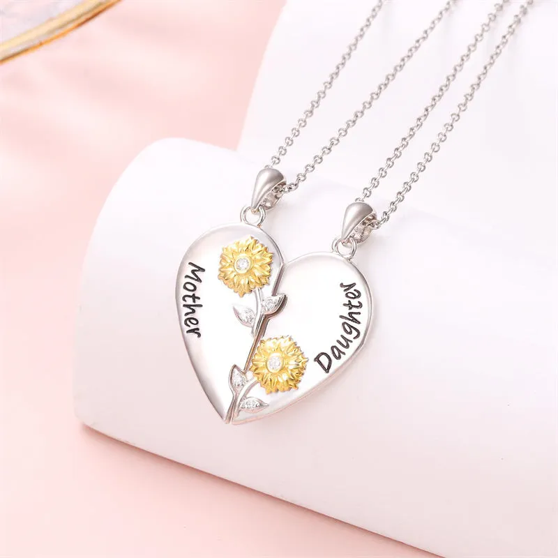 925 Sterling Silver Mother Daughter Necklace Granddaughter Family Heart Pendant Necklace Jewelry Mother's Day Gift