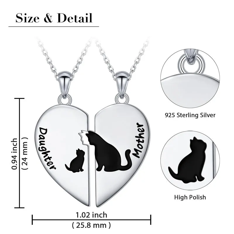 925 Sterling Silver Mother Daughter Necklace Granddaughter Family Heart Pendant Necklace Jewelry Mother's Day Gift