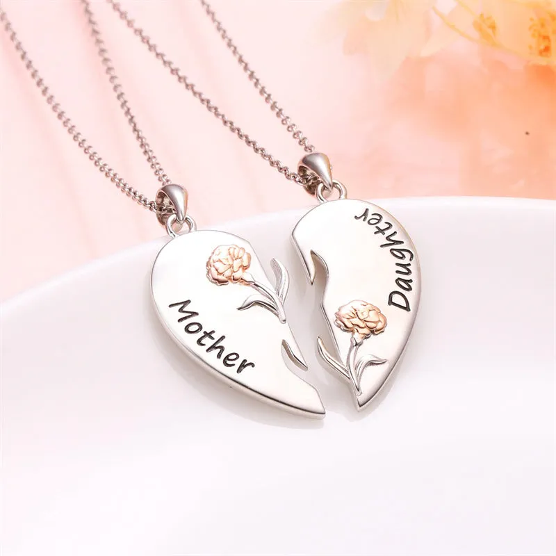 925 Sterling Silver Mother Daughter Necklace Granddaughter Family Heart Pendant Necklace Jewelry Mother's Day Gift