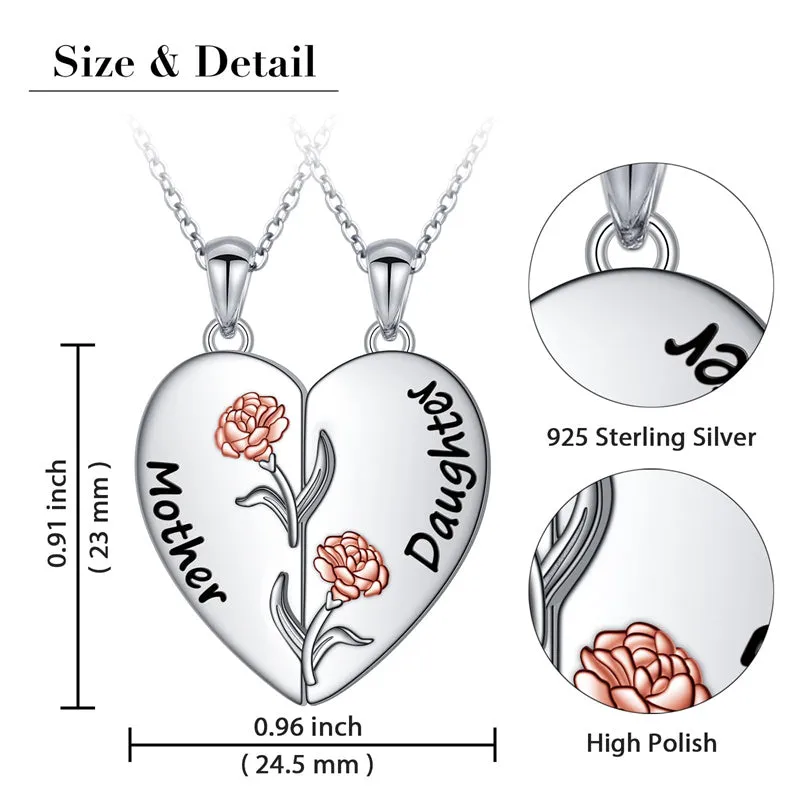 925 Sterling Silver Mother Daughter Necklace Granddaughter Family Heart Pendant Necklace Jewelry Mother's Day Gift