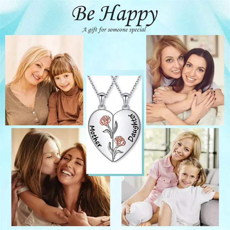 925 Sterling Silver Mother Daughter Necklace Granddaughter Family Heart Pendant Necklace Jewelry Mother's Day Gift