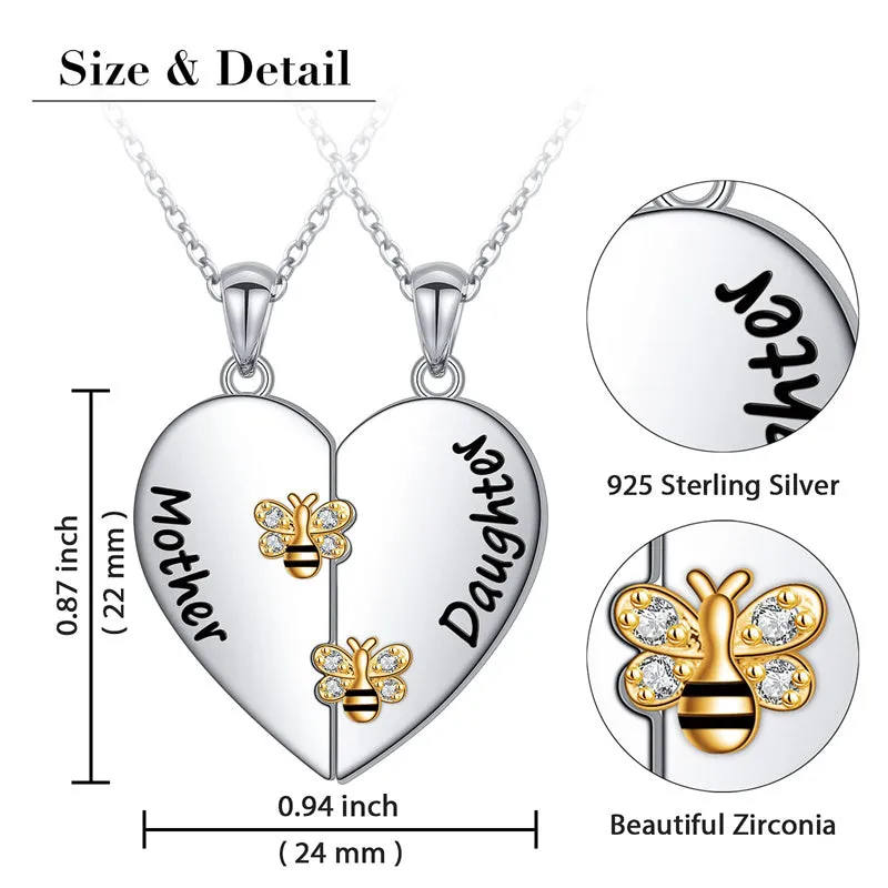 925 Sterling Silver Mother Daughter Necklace Granddaughter Family Heart Pendant Necklace Jewelry Mother's Day Gift