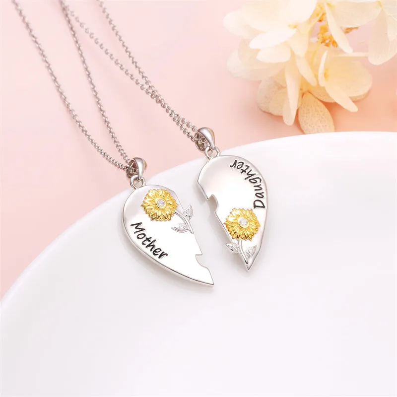 925 Sterling Silver Mother Daughter Necklace Granddaughter Family Heart Pendant Necklace Jewelry Mother's Day Gift