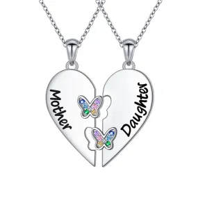 925 Sterling Silver Mother Daughter Necklace Granddaughter Family Heart Pendant Necklace Jewelry Mother's Day Gift