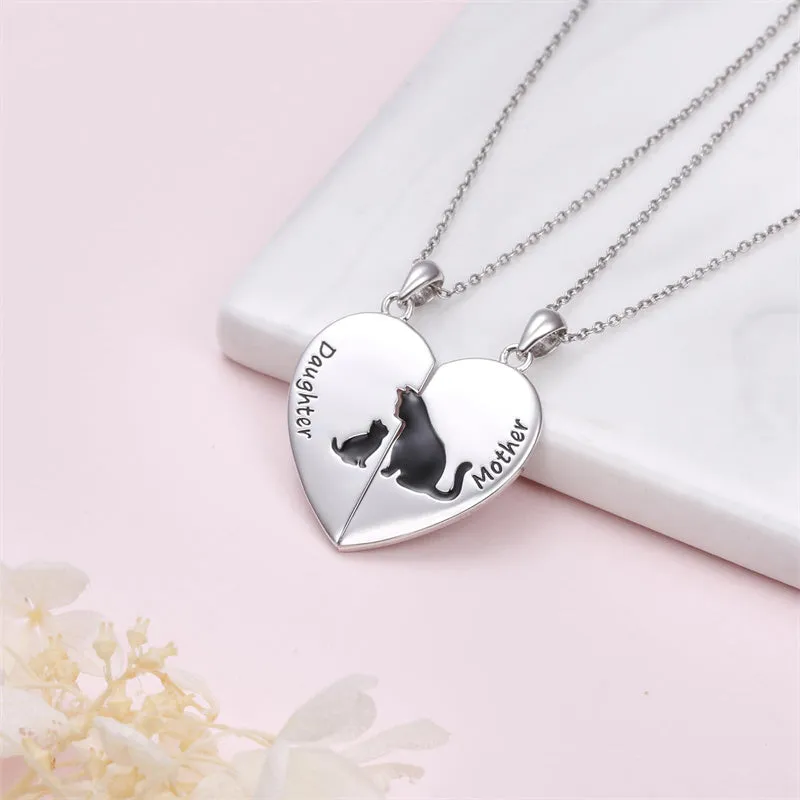 925 Sterling Silver Mother Daughter Necklace Granddaughter Family Heart Pendant Necklace Jewelry Mother's Day Gift