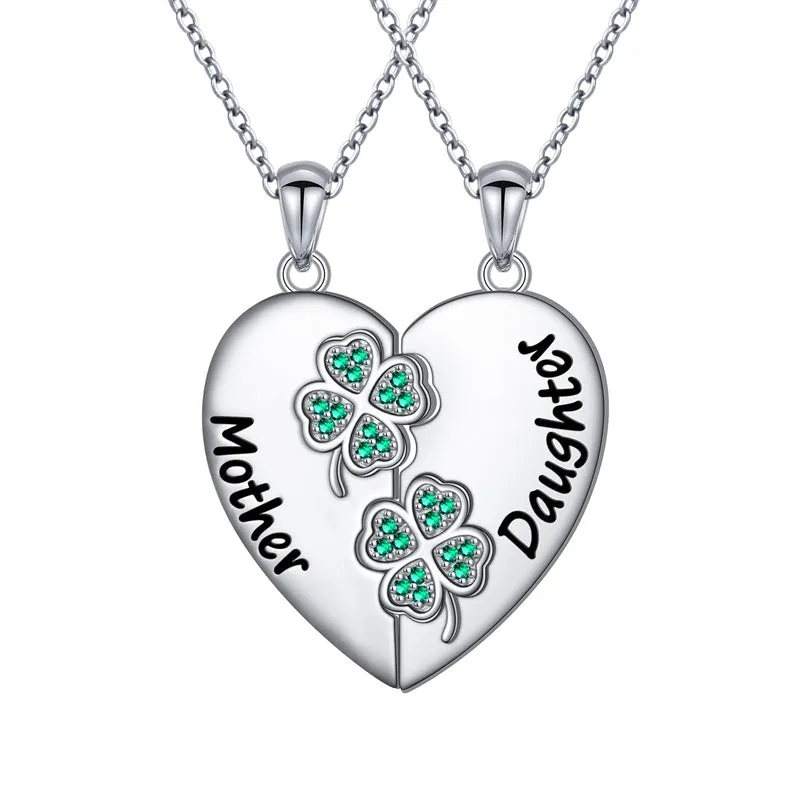 925 Sterling Silver Mother Daughter Necklace Granddaughter Family Heart Pendant Necklace Jewelry Mother's Day Gift