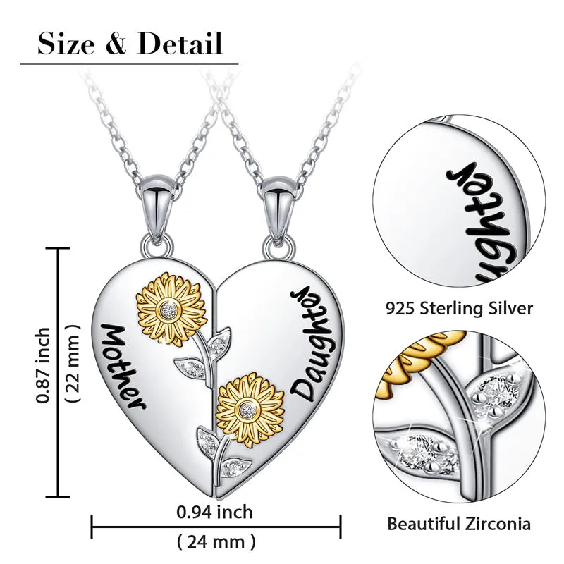 925 Sterling Silver Mother Daughter Necklace Granddaughter Family Heart Pendant Necklace Jewelry Mother's Day Gift