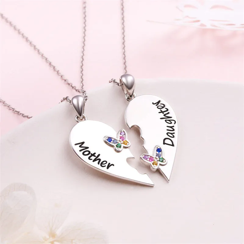 925 Sterling Silver Mother Daughter Necklace Granddaughter Family Heart Pendant Necklace Jewelry Mother's Day Gift