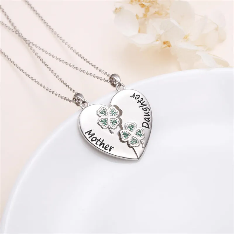 925 Sterling Silver Mother Daughter Necklace Granddaughter Family Heart Pendant Necklace Jewelry Mother's Day Gift