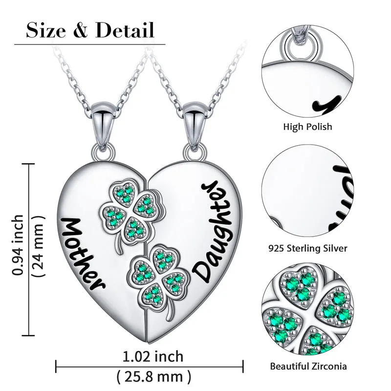 925 Sterling Silver Mother Daughter Necklace Granddaughter Family Heart Pendant Necklace Jewelry Mother's Day Gift