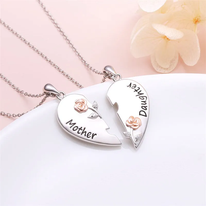 925 Sterling Silver Mother Daughter Necklace Granddaughter Family Heart Pendant Necklace Jewelry Mother's Day Gift