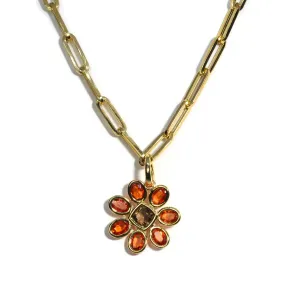 A & Furst - Fiori - Pendant with Orange Sapphires and Smoky Quartz, 18k Yellow Gold