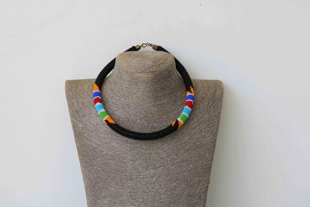 African beaded necklace, Statement necklace, Beaded Necklace for women, Moms gift, Christmas Gift for her, Zulu beaded necklace