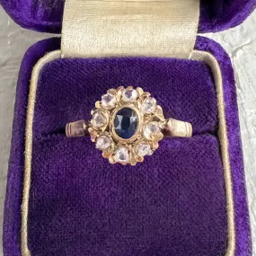 Antique Sapphire & Rose Cut Diamond Ring