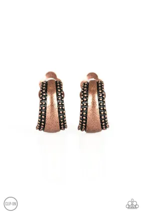 Bells Ringing Copper Clip-On Earrings - Paparazzi Accessories