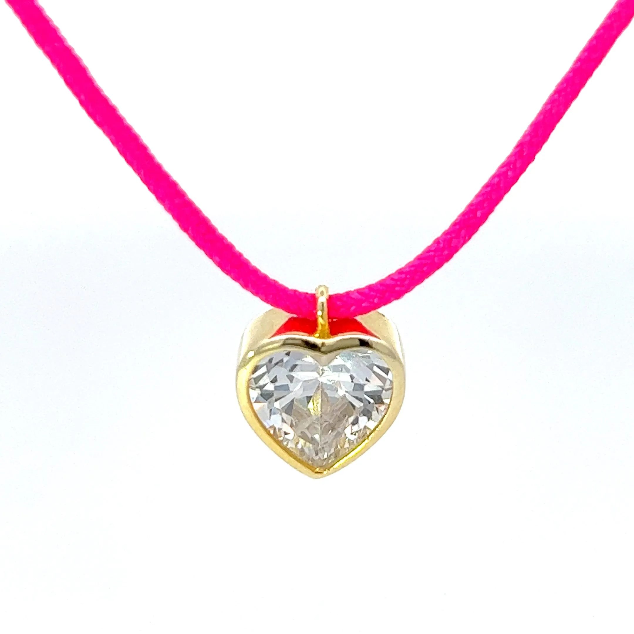 Bezel Heart String Necklace