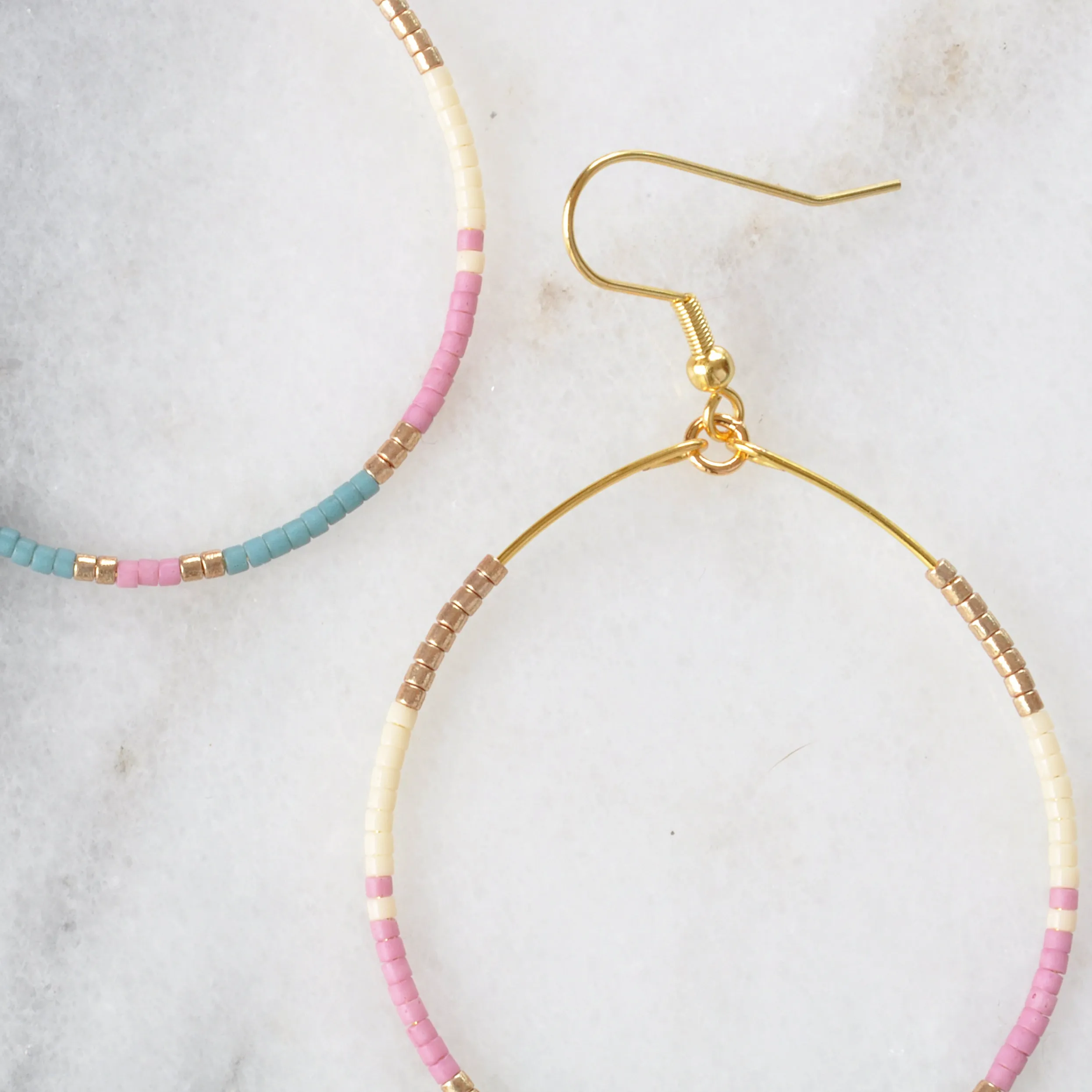 Big Beaded Hoops - MAUVE