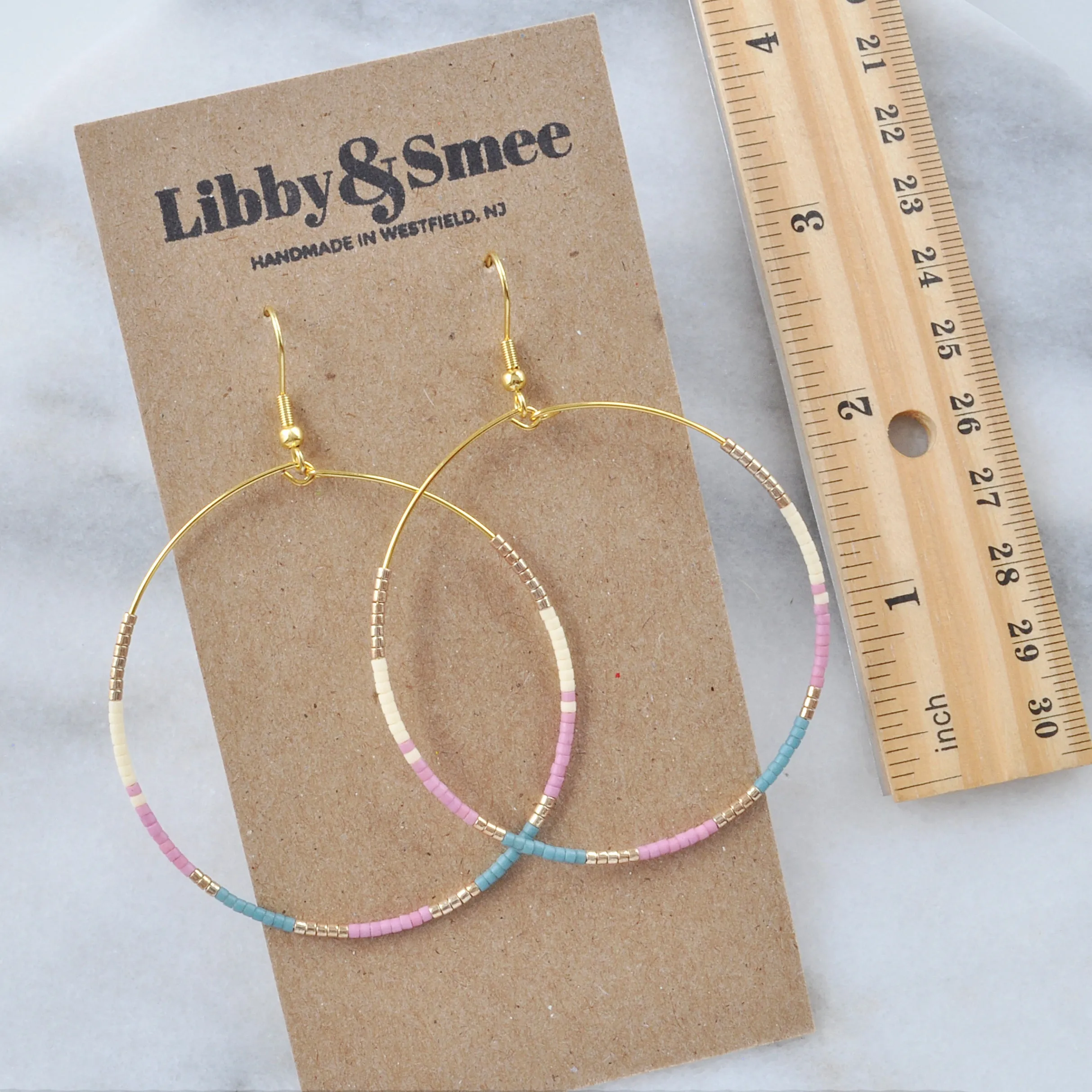 Big Beaded Hoops - MAUVE