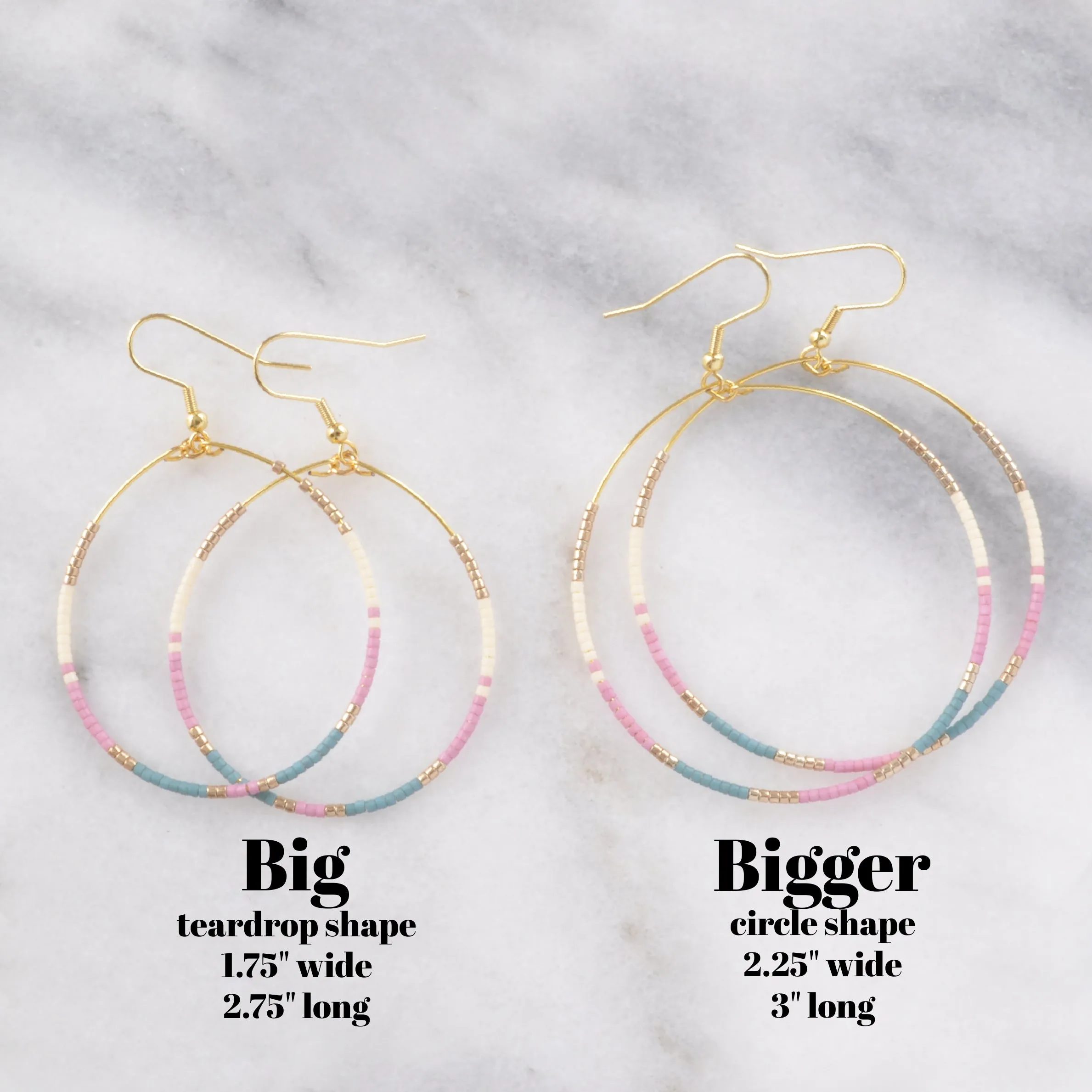 Big Beaded Hoops - MAUVE