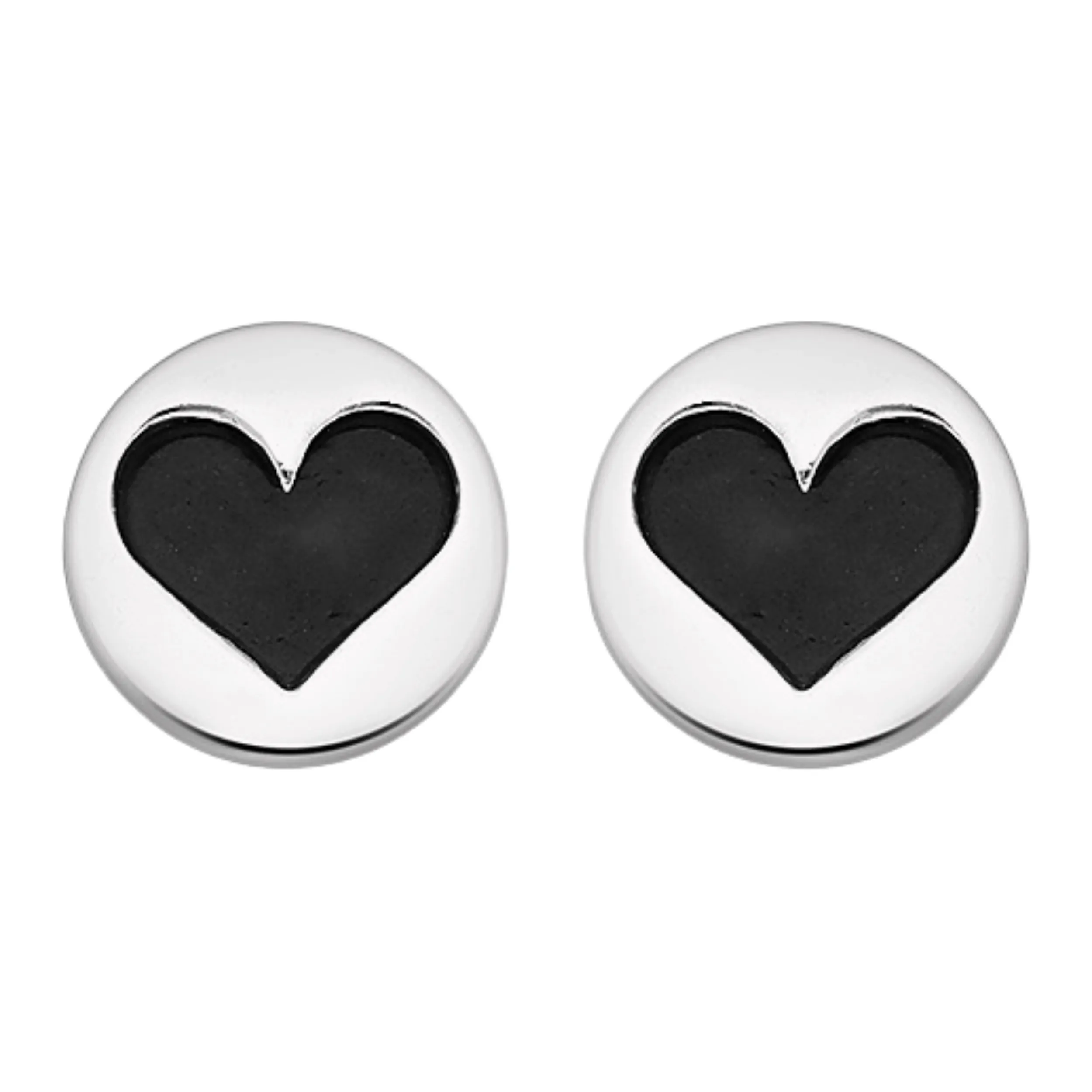 Big Black & Silver Heart Post Earrings