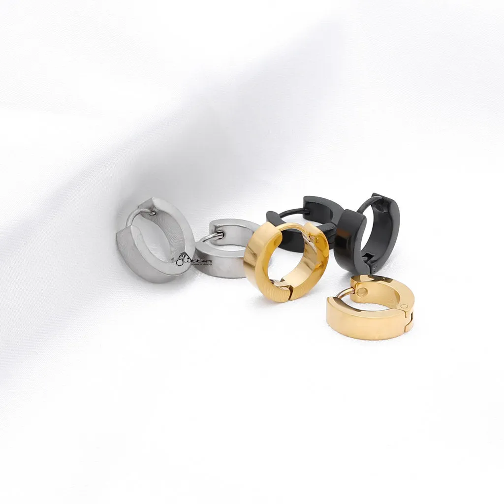 Black Titanium IP Stainless Steel Huggie Hoop Earrings - Medium