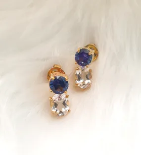 Blue Sapphire and White Topaz Separates Earrings