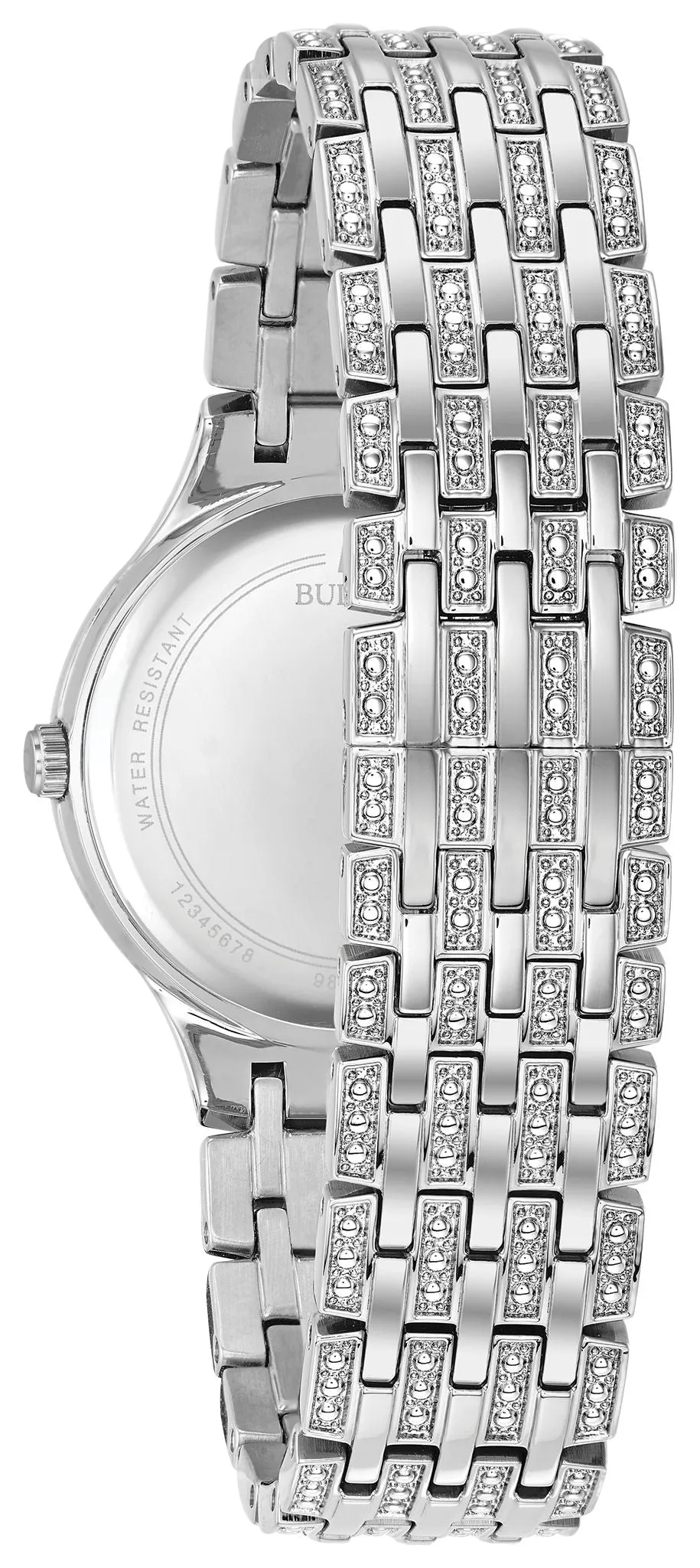 Bulova Phantom Silver Crystal Black Dial Crystal Watch