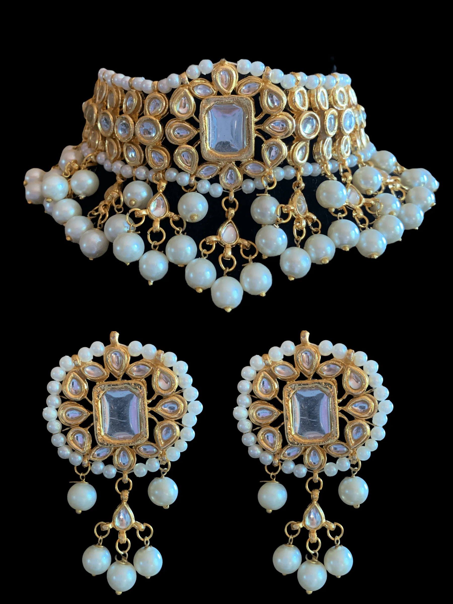 C211 Radha sabyasachi inspired kundan choker with earrings ( SHIPS IN 3 WEEKS )