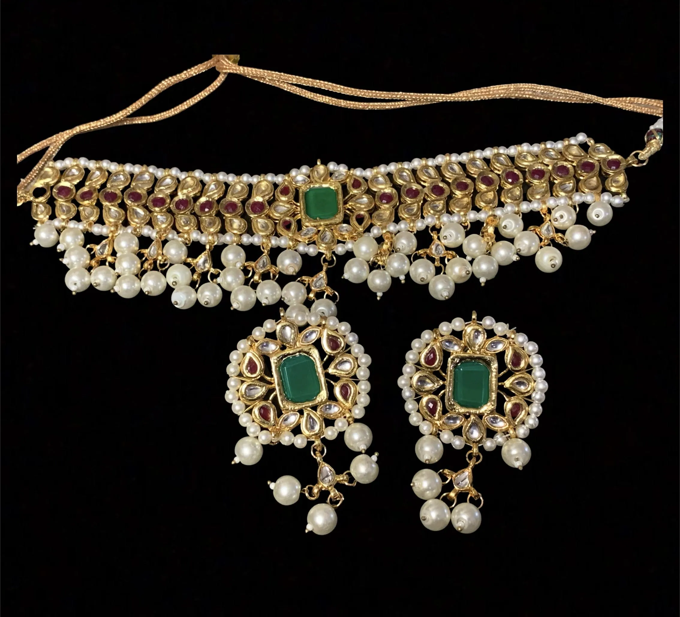 C248 Radha sabyasachi  inspired kundan choker with earrings (READY TO SHIP )