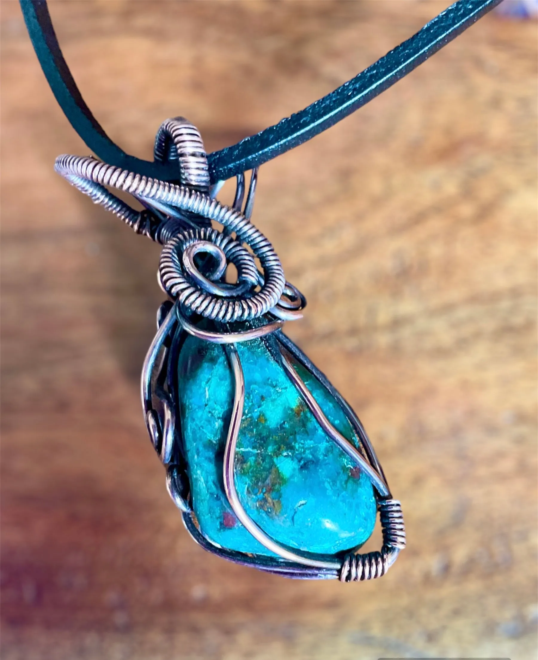 Chrysocolla Wire Wrapped Pendant