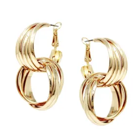 Chunky Double Hoop Drop Earrings