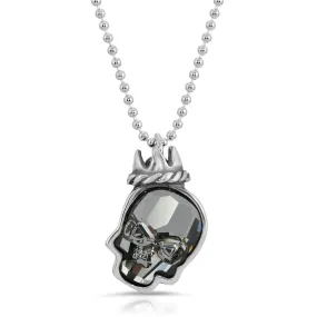 Clear Black Crown Skull Necklace