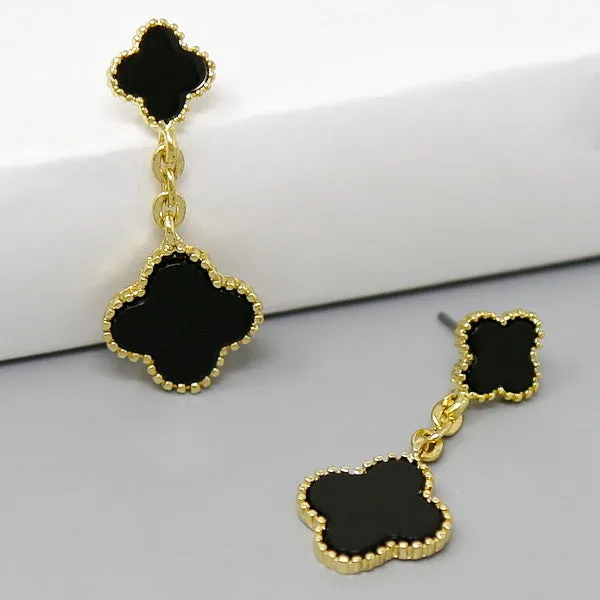 Clover Charm Chain Drop Earrings