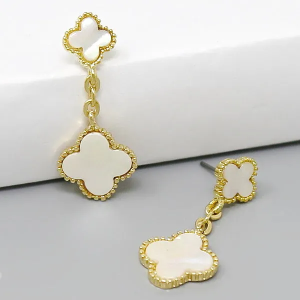 Clover Charm Chain Drop Earrings