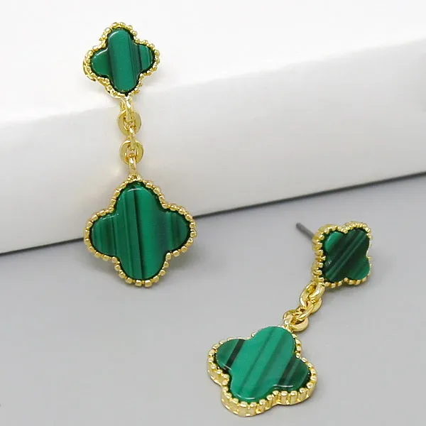 Clover Charm Chain Drop Earrings