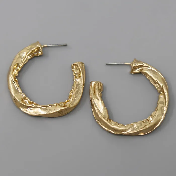 Crumpled Metal Hoop Earrings