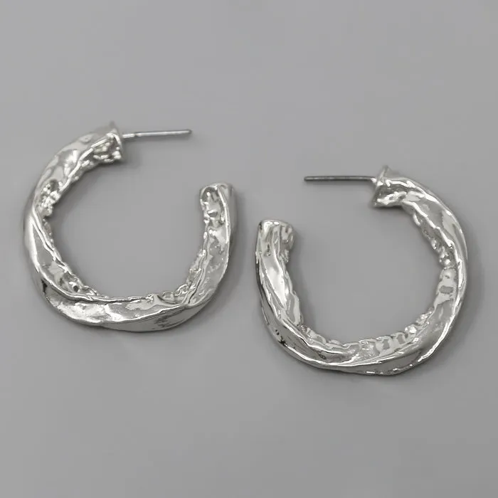 Crumpled Metal Hoop Earrings